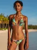Triangle Halter-Seamless Wavy Ruched Back Tie Side Bikini sold by SWORLD Inc