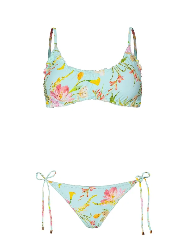 Embroidered Lettuce Edge Bralette-Embroidered Lettuce Edge Tie Side Bikini sold by SWORLD Inc