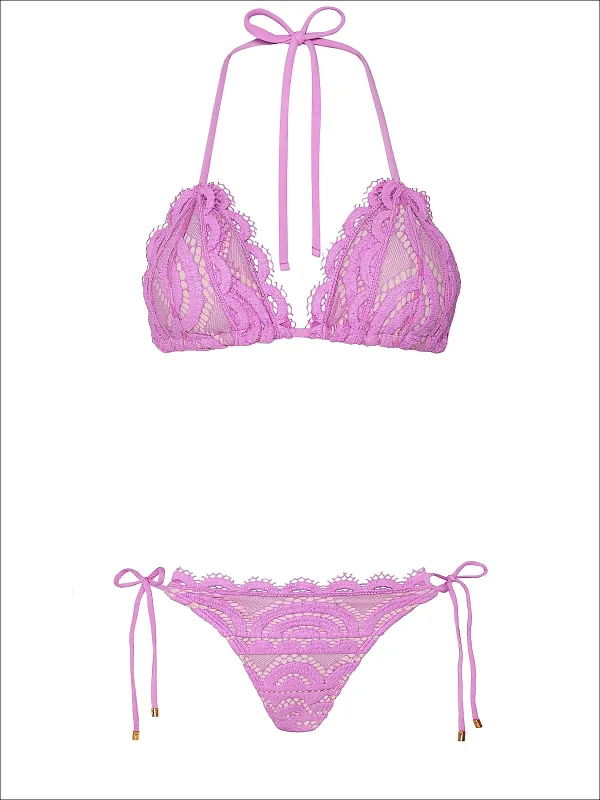 Lace Triangle-Lace Tie Side Bikini sold by SWORLD Inc