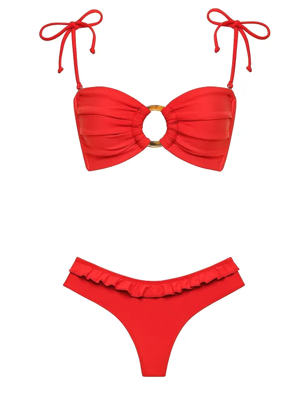Tori Ties Bandeau-Nu-Micro Ruffle Bikini sold by SWORLD Inc