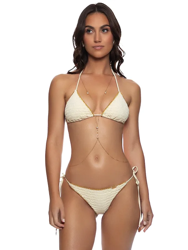 Luxe Stitch Seamless Triangle-Luxe Stitch Seamless Wavy Ruched Back Tie Side Bikini sold by SWORLD Inc