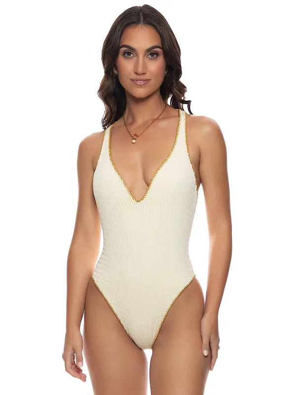Luxe Stitch V-Neck One-Piece sold by SWORLD Inc