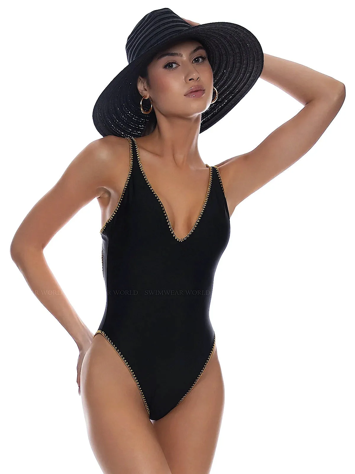 V-Neck One-Piece Bodysuit sold by SWORLD Inc