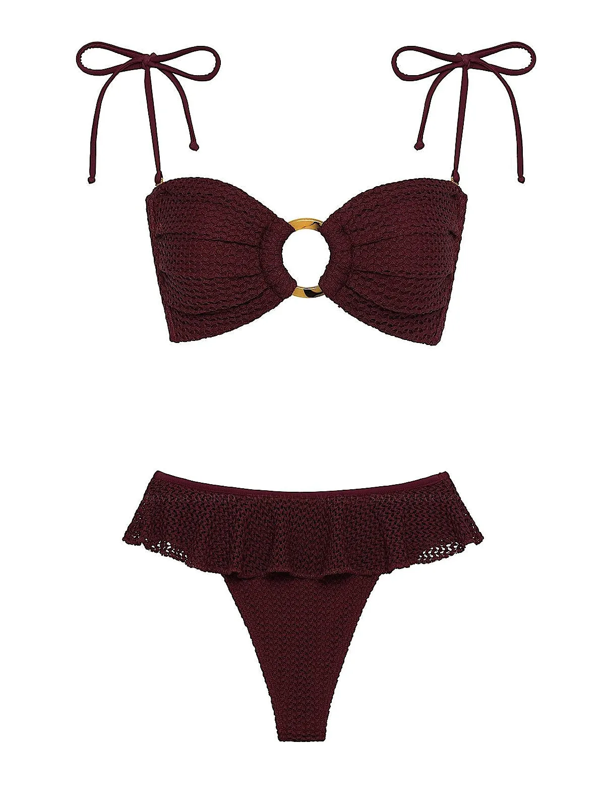 Tori Ties Bandeau-Tamarindo Ruffle Bikini sold by SWORLD Inc