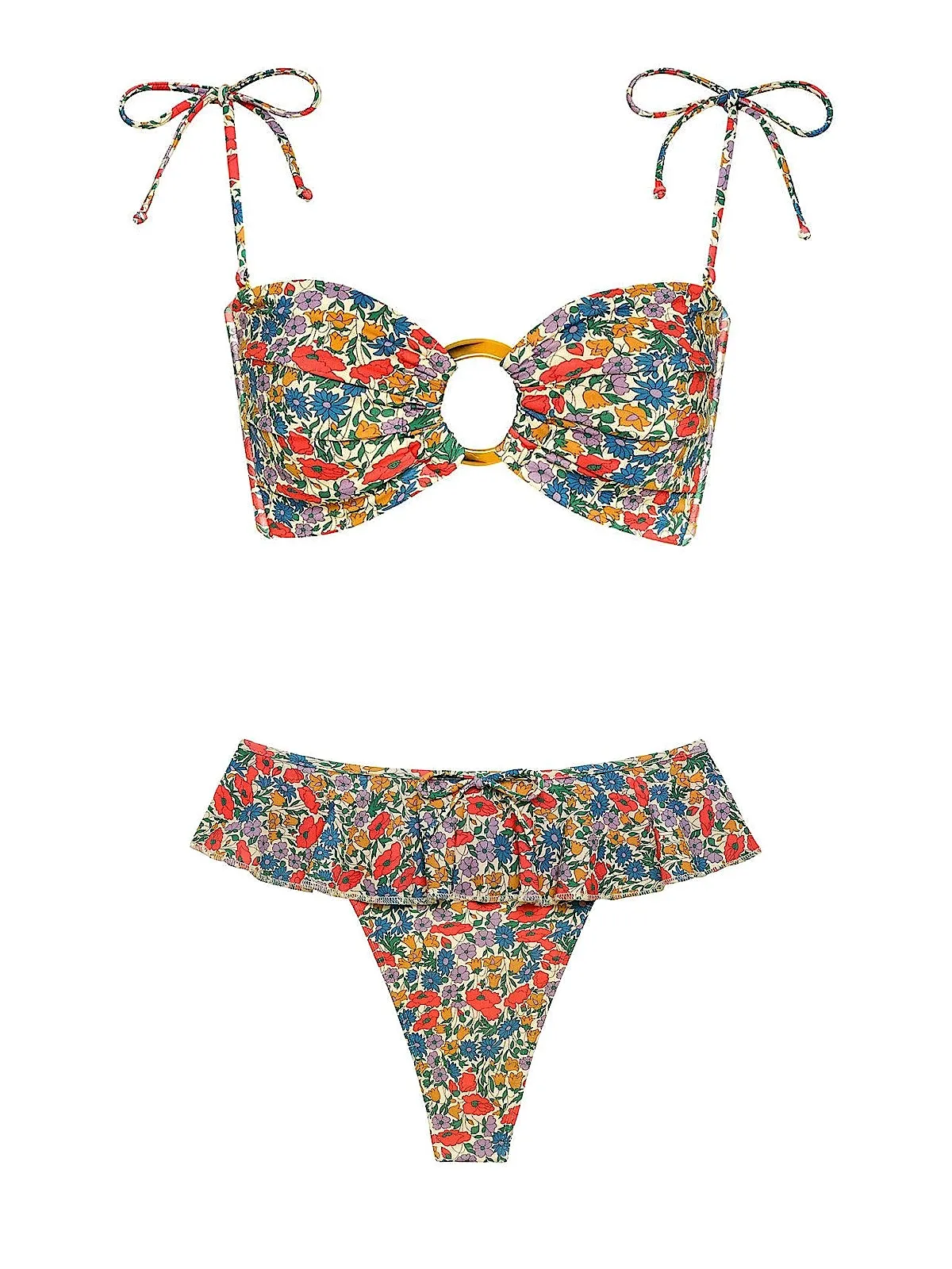 Tori Ties Bandeau-Tamarindo Ruffle Bikini sold by SWORLD Inc product image thumbnail 4