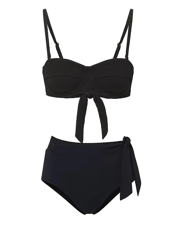 Nellie-Side Tie High Waist Bikini sold by SWORLD Inc