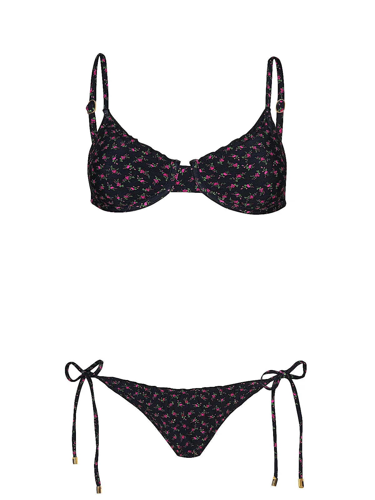 Embroidered Lettuce Edge Underwire-Embroidered Lettuce Edge Tie Side Bikini sold by SWORLD Inc