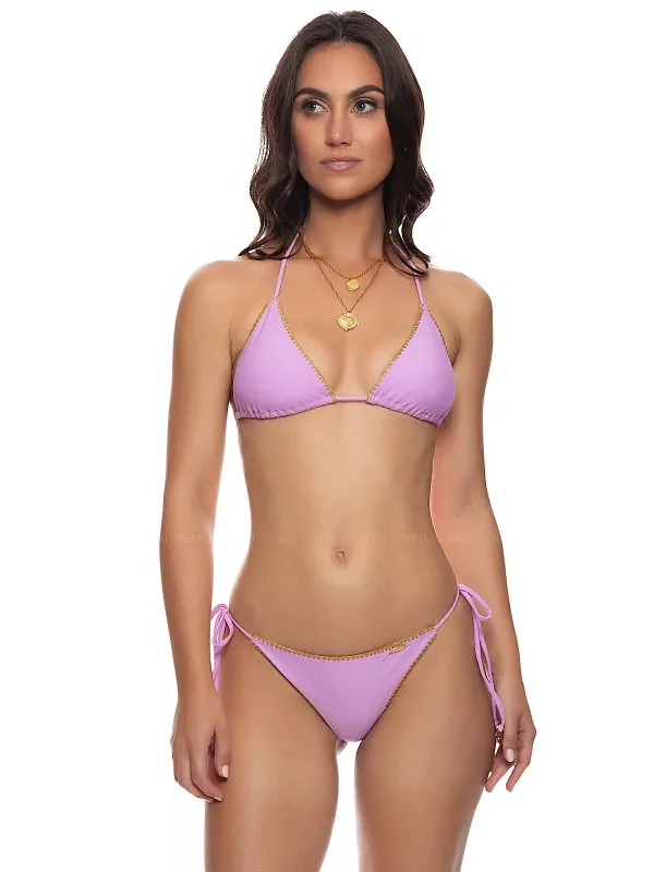 Seamless Triangle-Seamless Wavy Ruched Back Tie Side Bikini made by Luli Fama