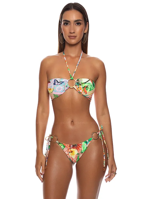 Ring Drawstring Bandeau-Ring Seamless Tie Side Bikini sold by SWORLD Inc