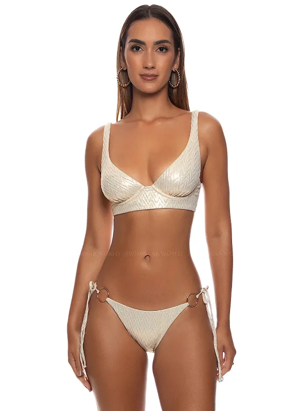 Underwire Plunge-Ring Seamless Tie Side Bikini made by Luli Fama