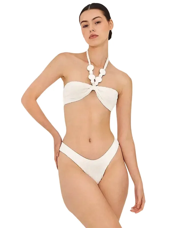 Blanc-90A Bandeau-Blanc-23 High Leg Bikini made by SWORLD Inc