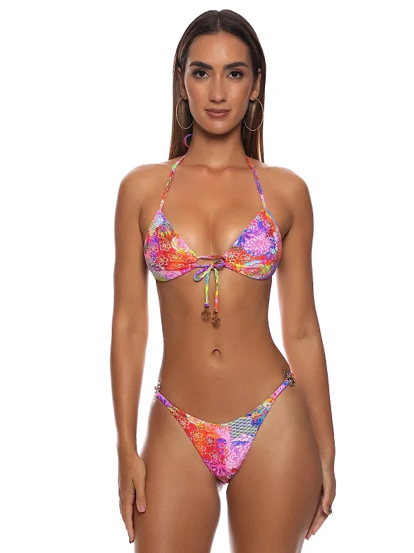 Molded Push Up Bandeau Halter-Moderate Bikini made by Luli Fama