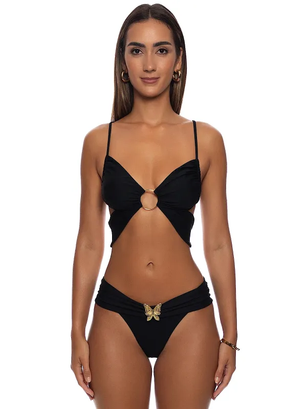 Ring Butterfly Bralette-Banded Scrunch Side Bikini made by Luli Fama