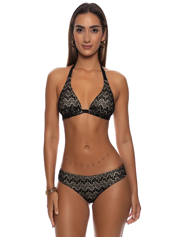 Triangle Halter-Seamless Ruched Back Bikini made by Luli Fama