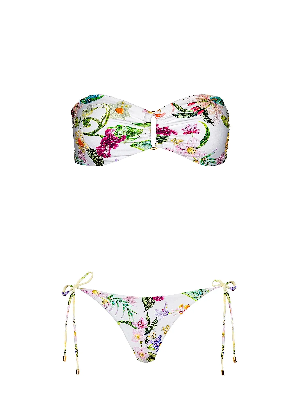 Embroidered Ring Bandeau-Embroidered Tie Side Bikini sold by SWORLD Inc product image thumbnail 4