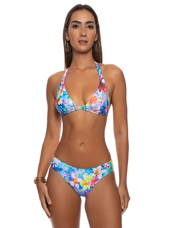 Triangle Halter-Seamless Ruched Back Bikini made by Luli Fama