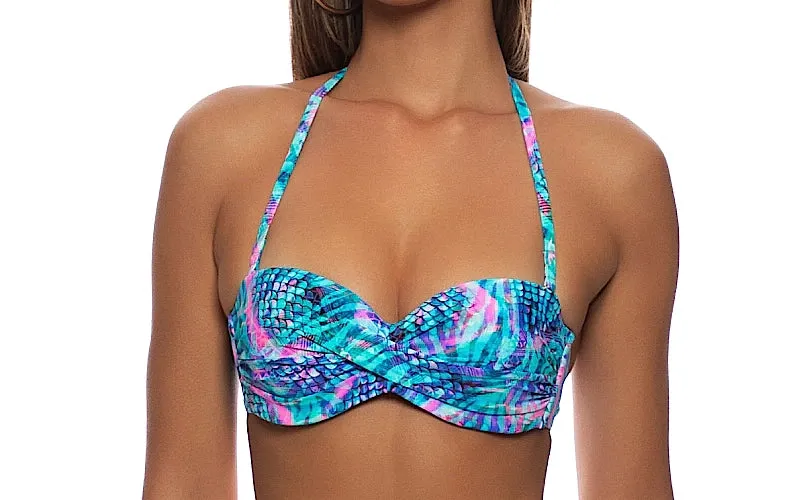 Underwire Push Up Bandeau-Ring Seamless Ruched Back Tie Side Bikini sold by SWORLD Inc product image thumbnail 5