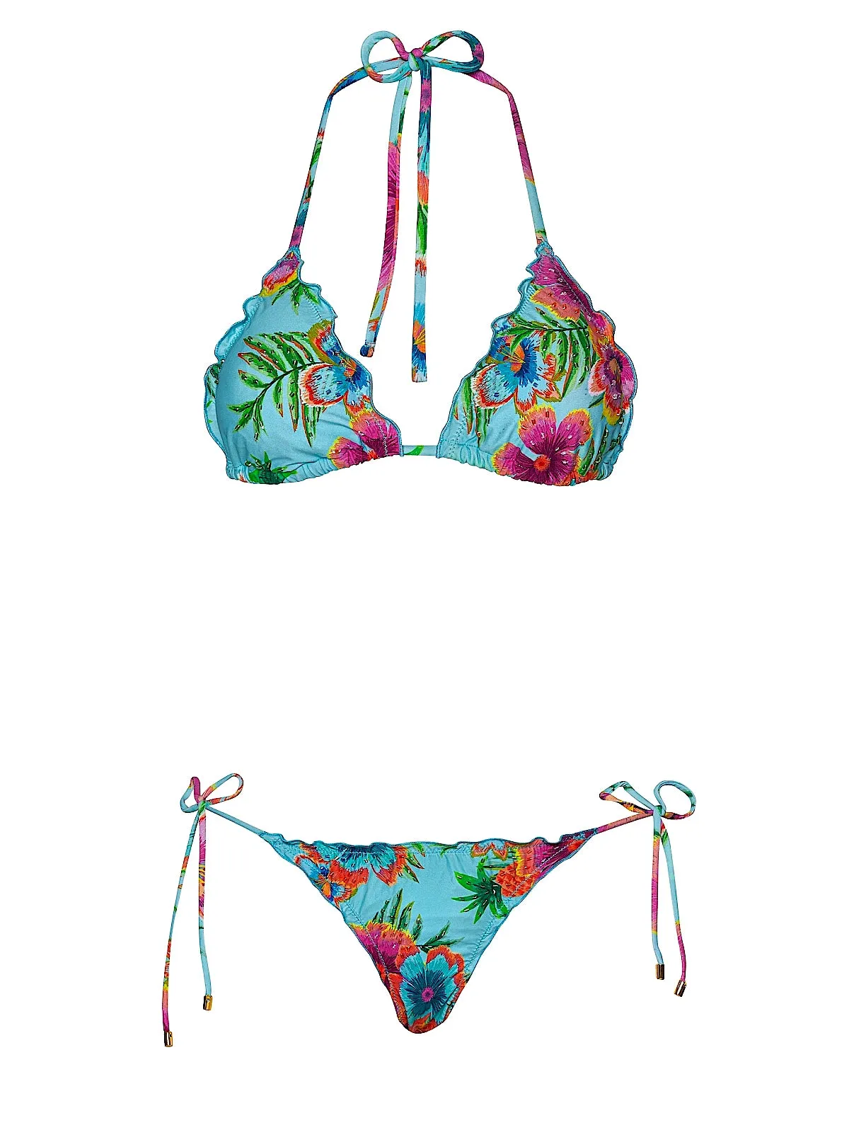 Embroidered Lettuce Edge Triangle-Embroidered Lettuce Edge Tie Side Bikini sold by SWORLD Inc product image thumbnail 4