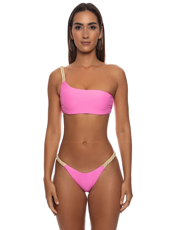 One Shoulder Braided Laced Back-Braided Bikini made by Luli Fama