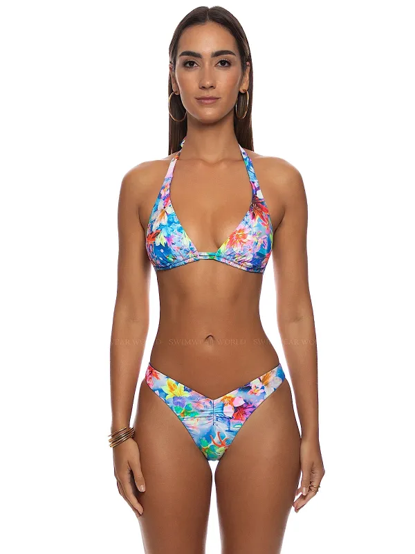 Triangle Halter-Ruched Front Bikini made by SWORLD Inc