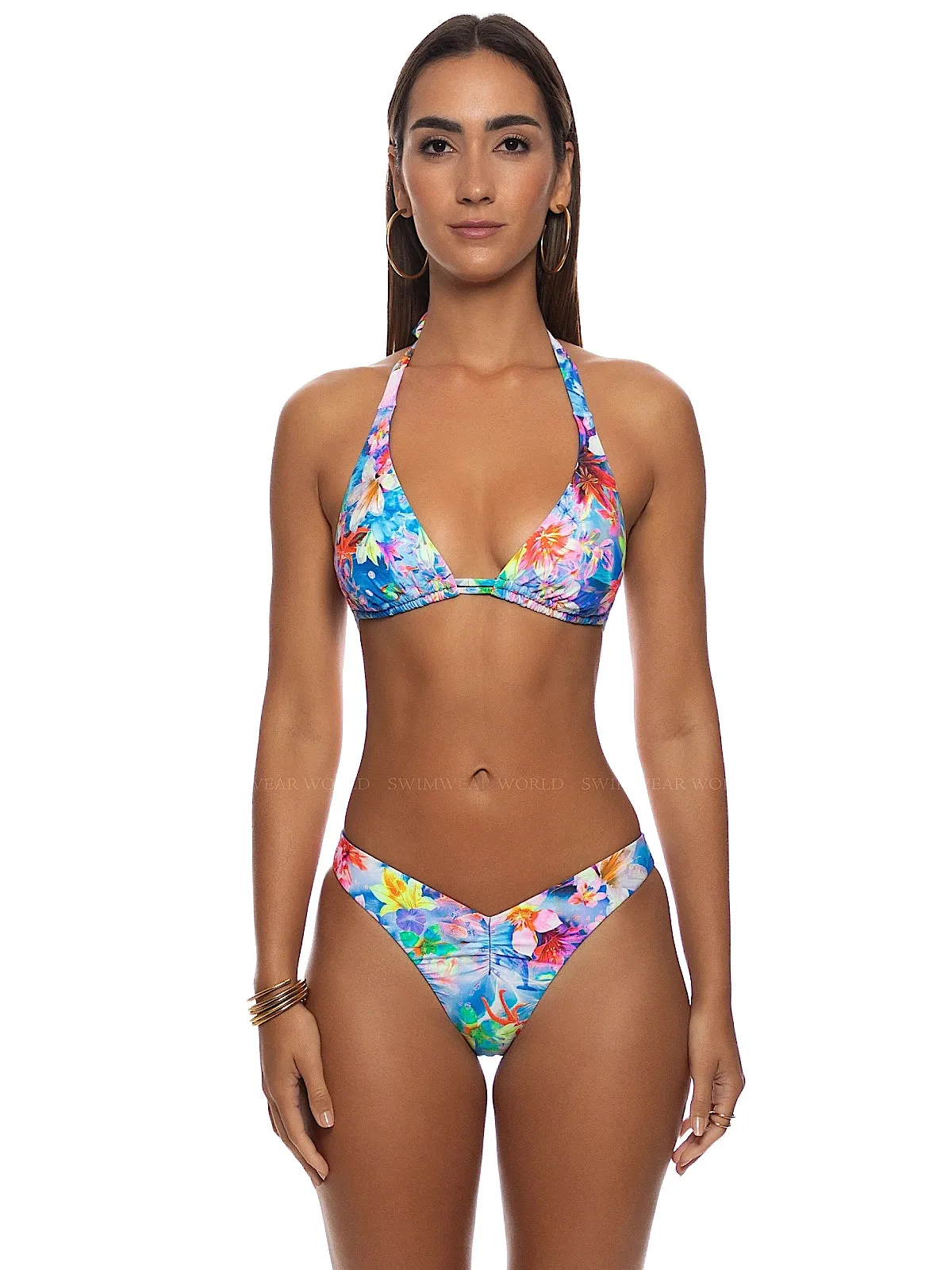 Triangle Halter-Ruched Front Bikini sold by SWORLD Inc
