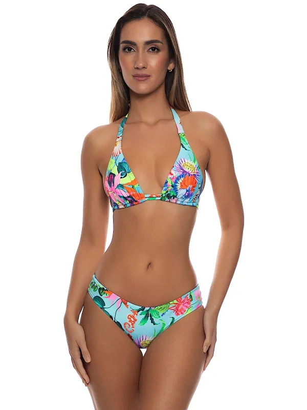 Triangle Halter-Seamless Ruched Back Bikini made by Luli Fama