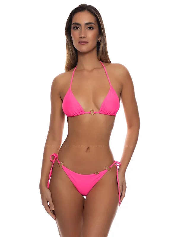 Ring Seamless Triangle-Ring Seamless Ruched Back Tie Side Bikini made by Luli Fama