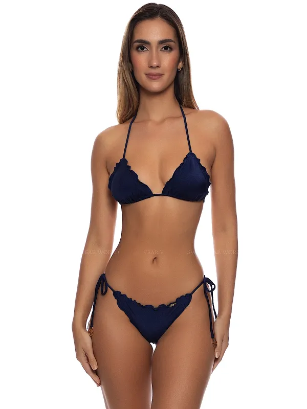 Wavey Triangle-Wavey Ruched Back Tie Side Bikini made by Luli Fama