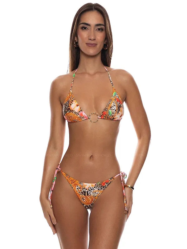 Seamless Ring Triangle-Seamless Ruched Back Tie Side Bikini made by Luli Fama