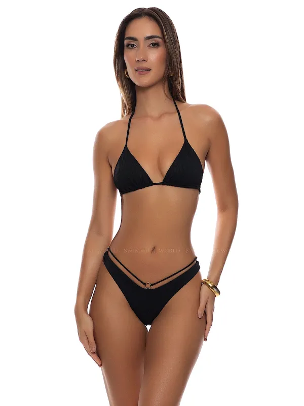 Seamless Triangle-Strappy Loop Scrunch Bikini made by Luli Fama