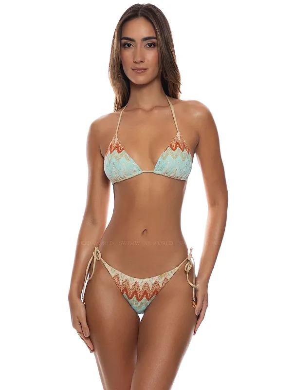 Seamless Triangle-Seamless Ruched Back Tie Side Bikini made by Luli Fama