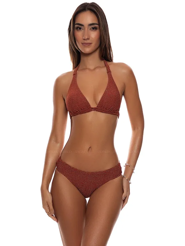 Triangle Halter-Seamless Ruched Back Bikini made by Luli Fama