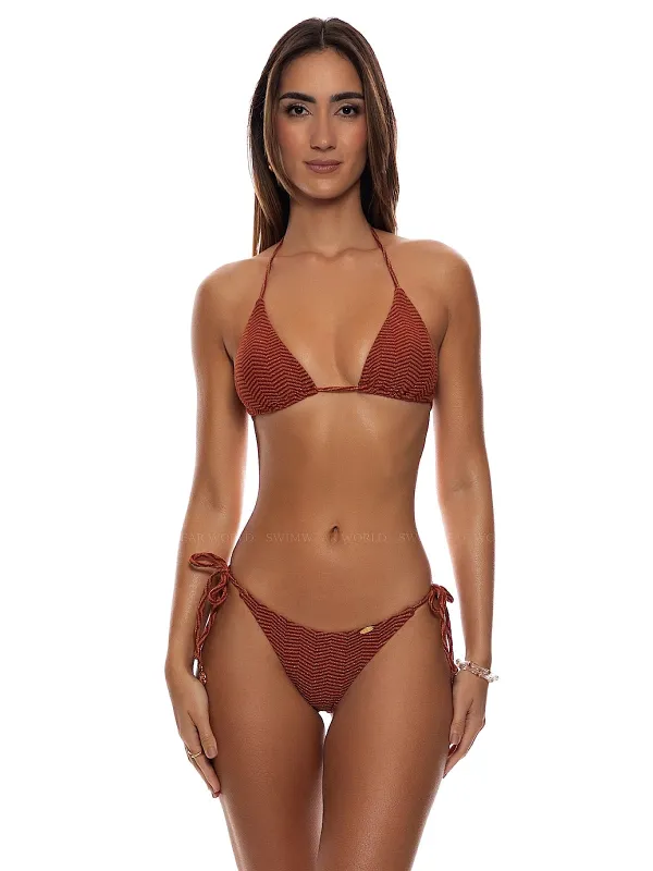 Seamless Triangle-Seamless Ruched Back Tie Side Bikini made by Luli Fama