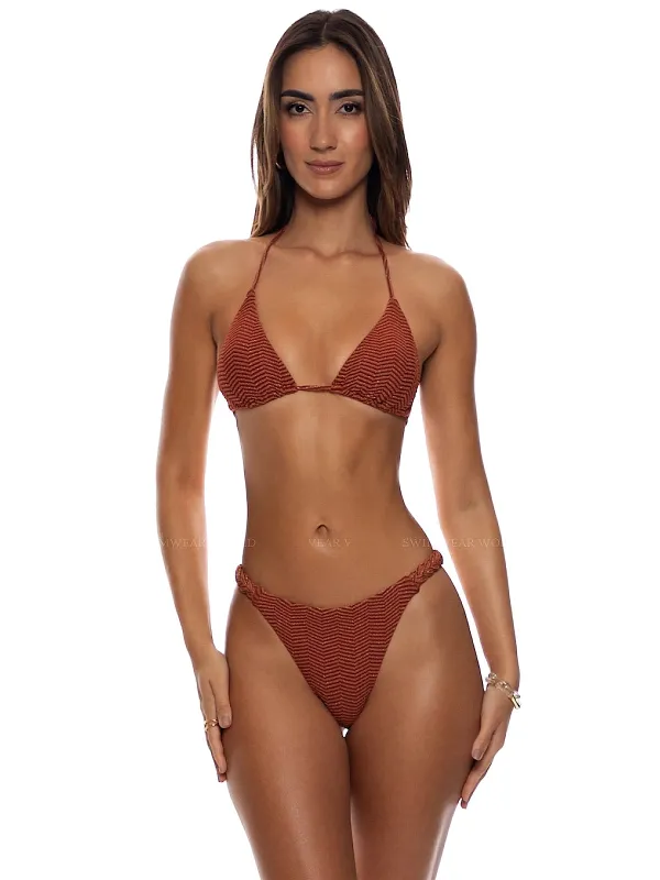 Seamless Triangle-Braided Ruched Back Bikini made by Luli Fama