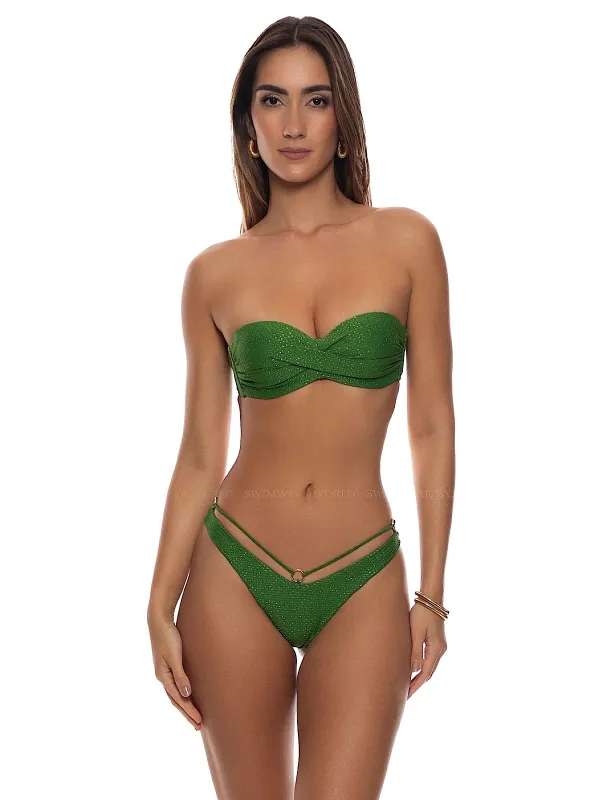 Underwire Push Up Bandeau-Strappy Loop Scrunch Bikini made by Luli Fama