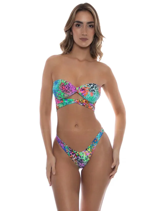 Double Knotted Cut Out Bandeau-High Leg Bikini sold by SWORLD Inc
