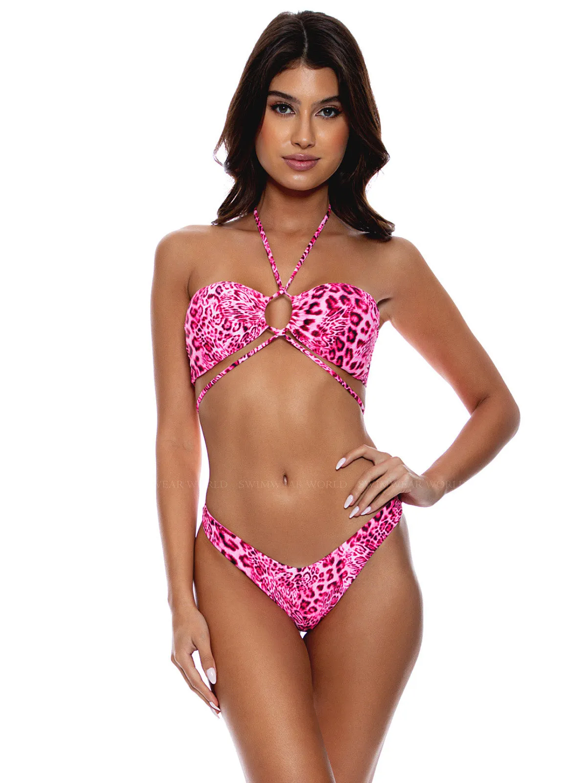 Adjustable Drawstring Bandeau-High Leg Bikini sold by SWORLD Inc