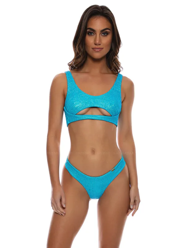 Open Front Bralette-Seamless Wavy Ruched Back Bikini sold by SWORLD Inc