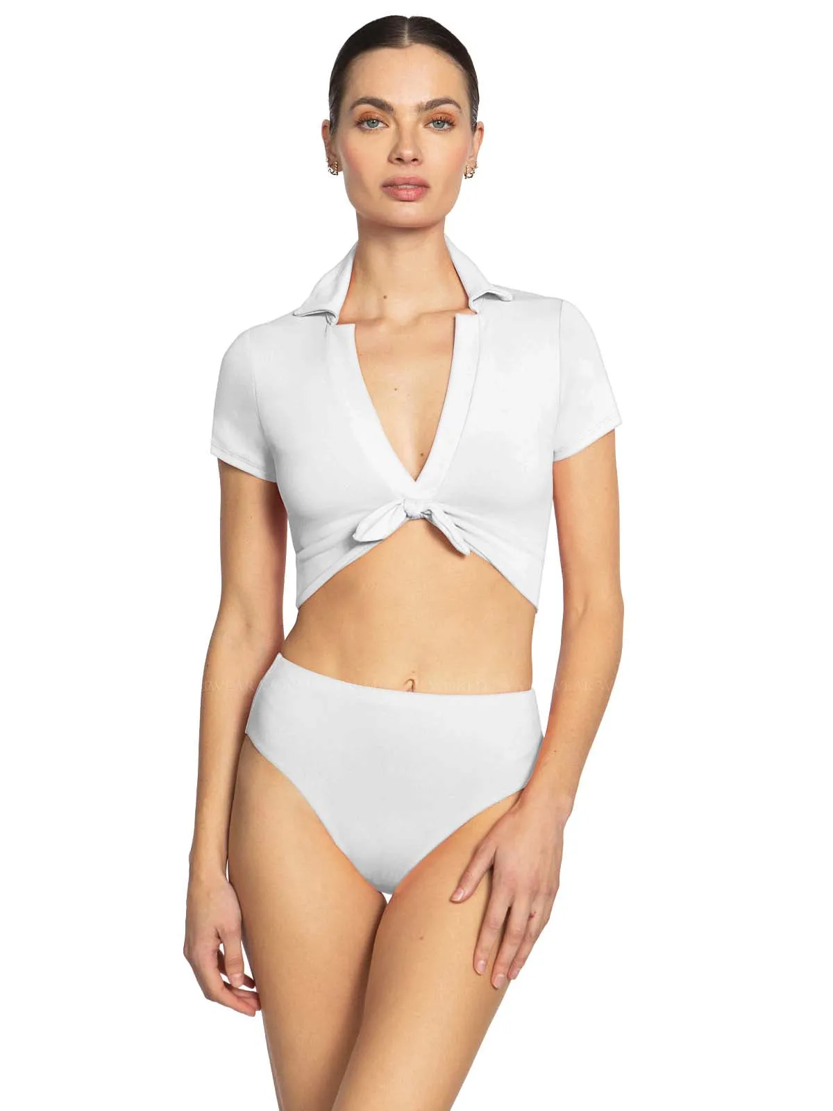 Ava T-Shirt With Collar-Ava High Waist Bikini sold by SWORLD Inc