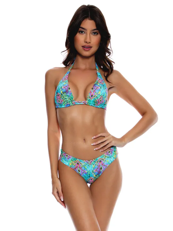 Triangle Halter-Seamless Ruched Back Bikini sold by SWORLD Inc