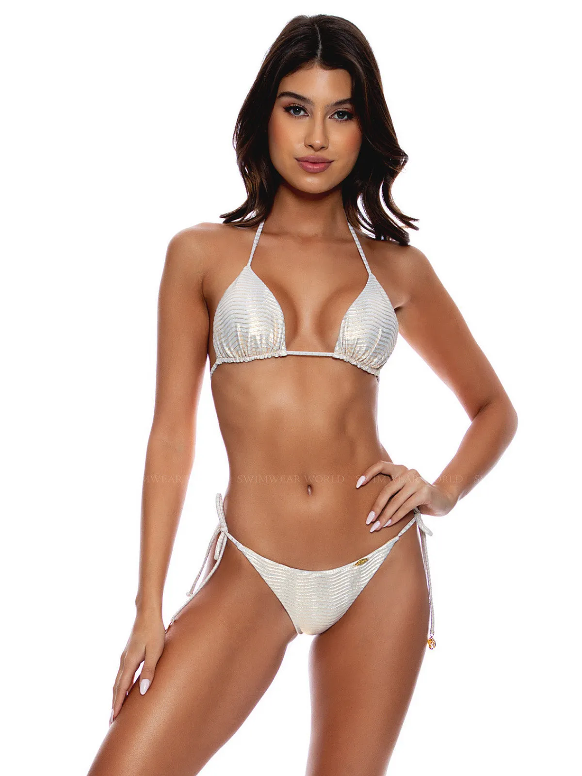 Seamless Triangle-Seamless Ruched Back Tie Side Bikini sold by SWORLD Inc