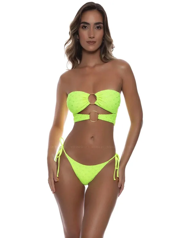 Double Loop Bandeau Crop-Seamless Tie Side Bikini sold by SWORLD Inc