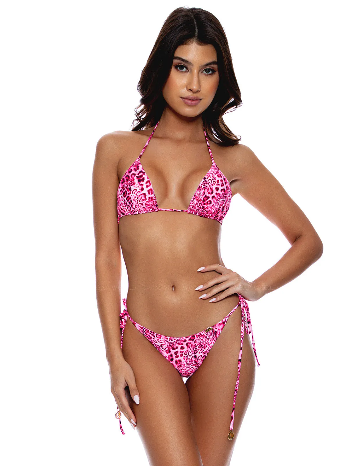 Seamless Triangle-Seamless Ruched Back Tie Side Bikini sold by SWORLD Inc