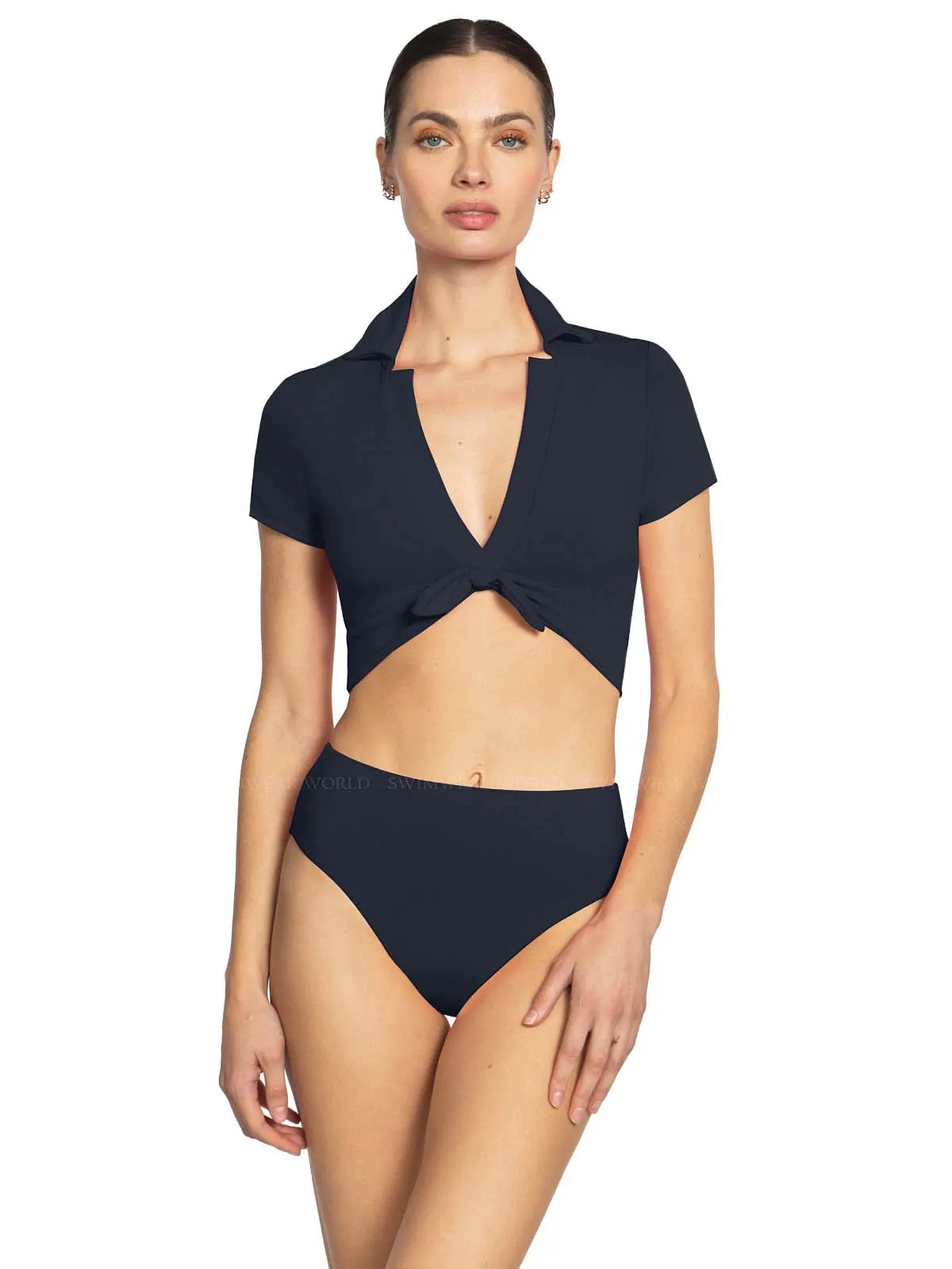 Ava T-Shirt With Collar-Ava High Waist Bikini sold by SWORLD Inc
