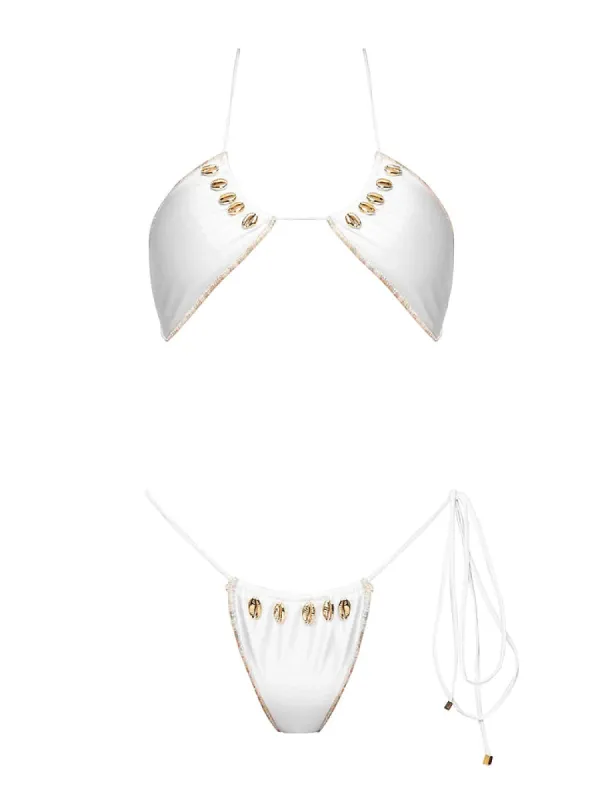 June Halter-Pearl Tie Side Bikini sold by SWORLD Inc