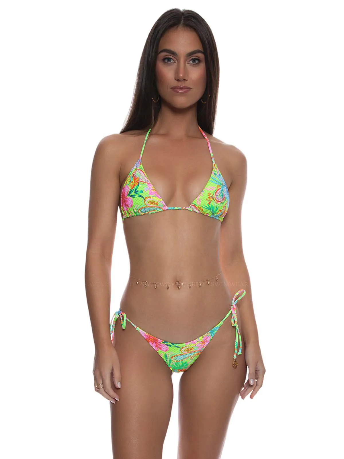 Seamless Triangle-Seamless Wavy Ruched Back Tie Side Bikini sold by SWORLD Inc