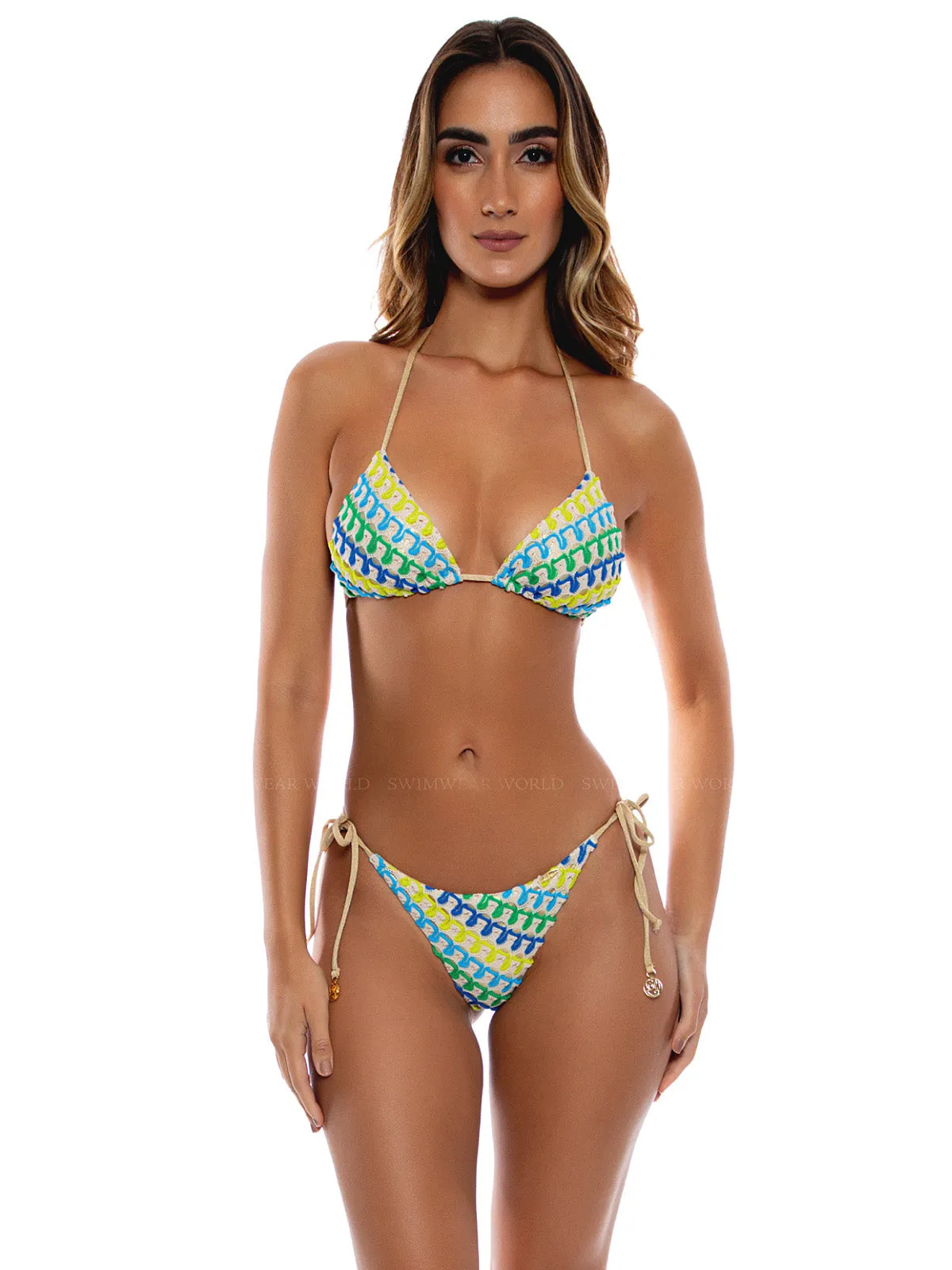 Seamless Triangle-Seamless Ruched Back Tie Side Bikini sold by SWORLD Inc