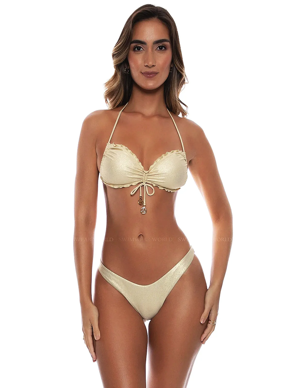 Wavey Tunnel Bandeau-High Leg Bikini sold by SWORLD Inc