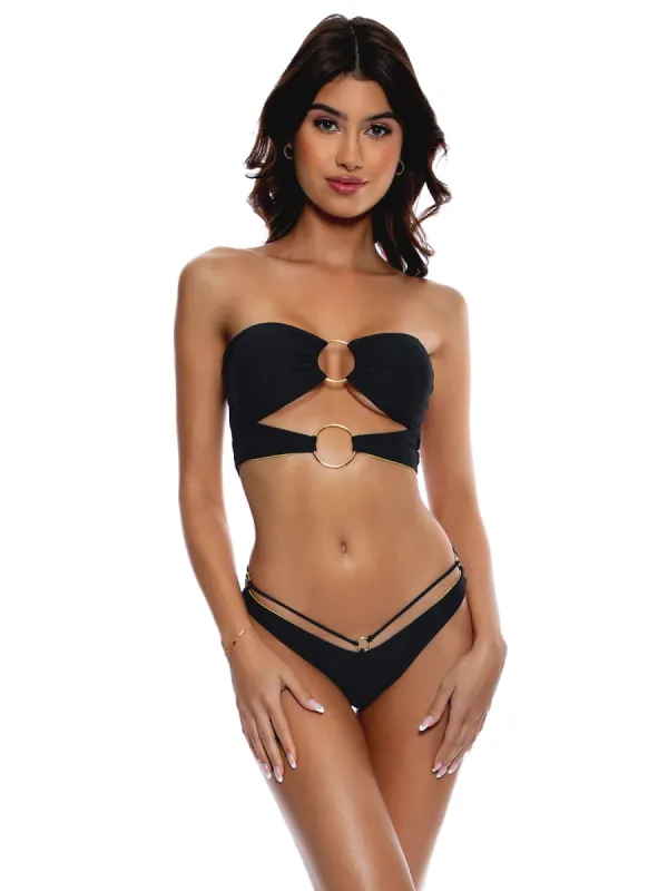 Double Loop Bandeau Crop-Strappy Loop Scrunch Bikini sold by SWORLD Inc
