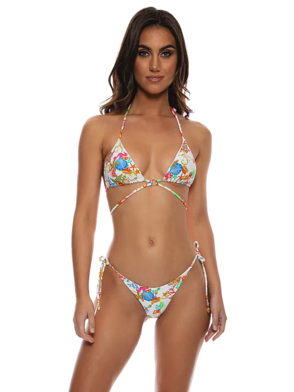 Looped Triangle-Seamless Reversible Wavy Ruched Back Tie Side Bikini sold by SWORLD Inc